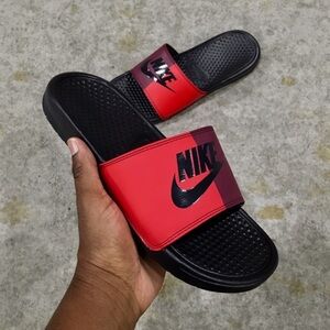 NIKE BENASSI SCARFACE STYLE SLIDES JUST DO IT JDI BLACKS WHITES JDI PRINT